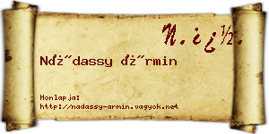 Nádassy Ármin névjegykártya